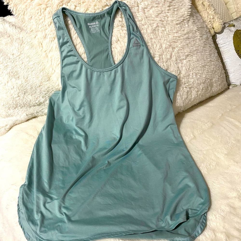 Reebok workout top in sea foam green